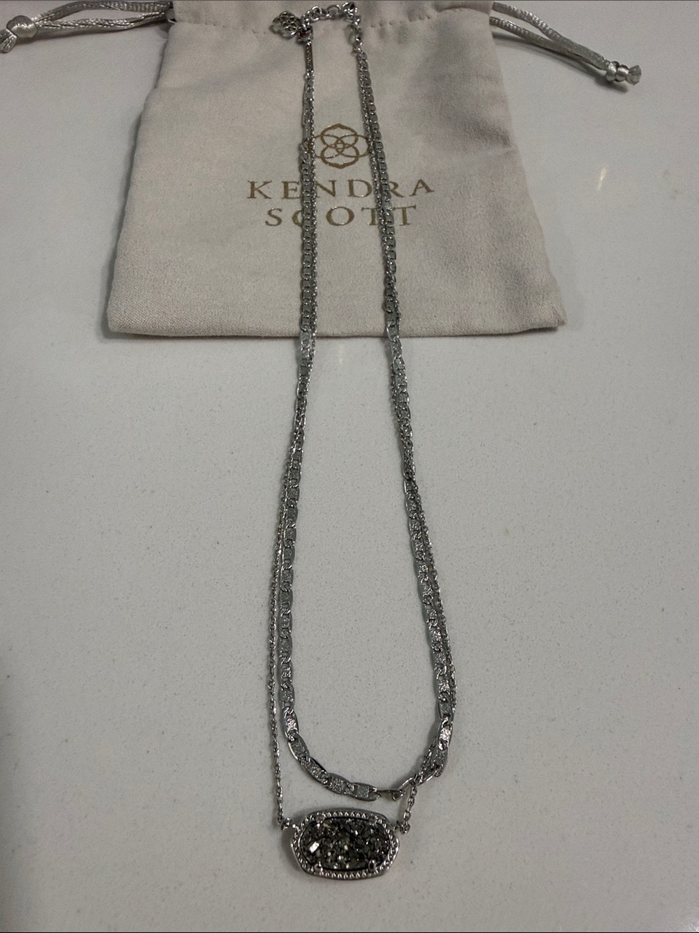 Kendra Scott Silver Drusy Double-Layer Necklace